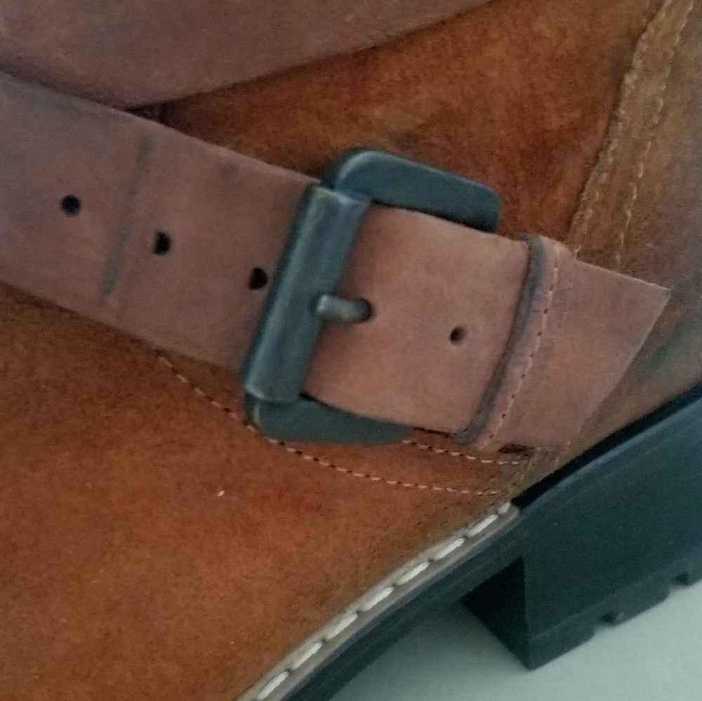 Clarks Brown Suede Combat Moto Boots - Picture 2 of 6